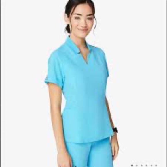 Figs X-Small Neon Blue Inala Slim Scrub Top - Picture 1 of 5